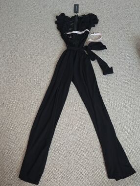 Brand New With Tags/ Emprada Jumper Sz: Xs, Black, Lace Bodice, Solid Pant.